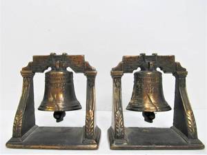 Antique Iron Liberty Bell Bookend Set