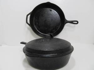 Cast Iron Lodge Skillet &amp Wagner Deep Skillet wLid