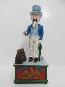 Vintage Style UNCLE SAM Cast Iron Mechanical Bank