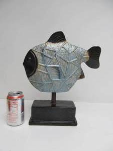 Vintage Pottery Ceramic Fish Sculpture on Stand