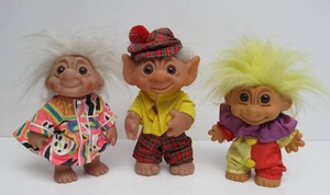 3 Large Size Vintage TROLL Dolls