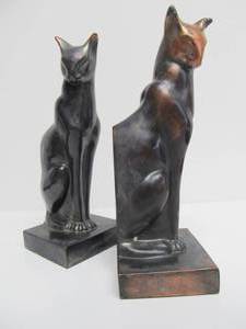 Original 1930s Era Art Deco Cat Bookends