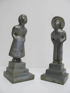 Tall Vintage 1930s era Figural Metal Bookends