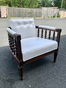 Nice Mid Century White Vinyl Upholstered Armchair