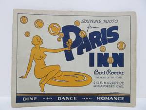 Original 1943 Paris Inn Gentlemans Club Souvenir Photo