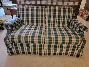 lot 68 image: Custom Plaid Love Seat from Sofas and Chairs of Minnesota
