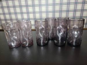 lot 84 image: 9 Mid-Century Modern Crackle Glasses