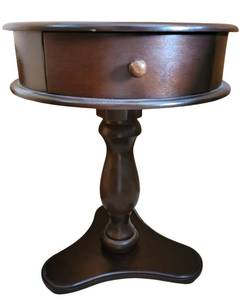 lot 34 image: Cherry Wood Round End Table 16 x 22