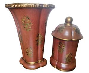 lot 66 image: Hand Painted Vase and Covered Canister Set