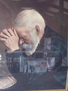 lot 34 image: FRAMED ART OF OLD MAN PRAYING