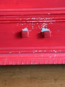lot 48 image: RED PAINTED TALL CHEST