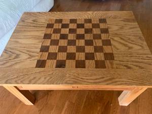 lot 53 image: HANDCRAFTED CHESS OR CHECKER GAME TABLE