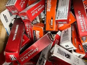BOX OF ASSORTED SPARK PLUGS