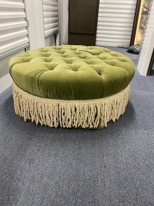 VINTAGE ETHAN ALLEN OTTOMAN WITH FRINGE