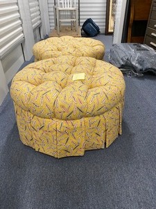 2 CHEERFUL YELLOW OTTOMANS