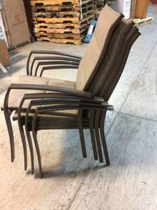 Lot of 4 Mix and Match Stationary Stackable Steel Sling Oversized Outdoor Patio Dining Chair in Riverbed Taupe by StyleWell Customer Returns See Pictures