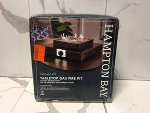 14 in. x 5.5 in. 8000 BTU Square Steel Propane Fire Pit in Antique Bronze by Hampton Bay Customer Returns See Pictures
