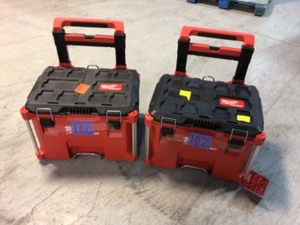 Set Of Two Milwaukee PACKOUT 22 in. Rolling Tool Box Customer Returns See Pics