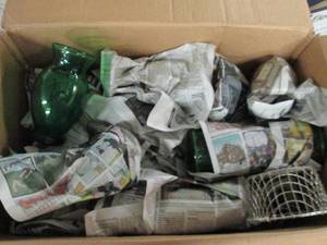 lot 106 image: box of green vases ...