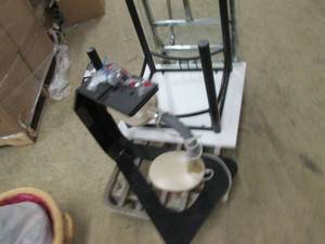 lot 120 image: lot of end tables and a basket with...