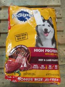 lot 141 image: 20.4 lbs of pedigree high protien d...