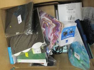lot 174 image: box of lens wipes, tablet cases , a...