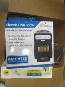 lot 175 image: box of electric coin sorter , monti...