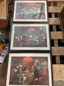 lot 16 image: LOT OF THREE FRAMED DOGS PLAYING POKER PICTURE 13 X 16 12