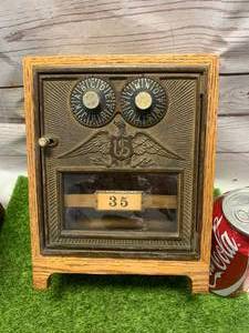 lot 100 image: WOULD BOXED WITH VINTAGE PO BOX DOOR (UNSURE OF COMBO)