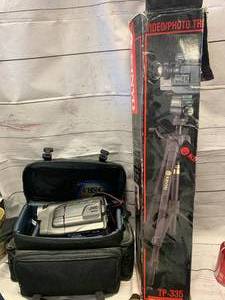 lot 111 image: JVC CAMCORDER & TRIPOD