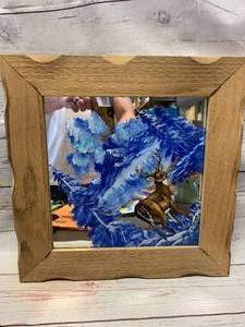 lot 115 image: DEER SCENE PAINTED MIRROR 16X16