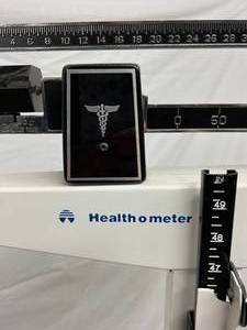 MSRP $250 HEALTHOMETER PROFESSIONAL 350LB CAPACITY BALANCE BEAM SCALE WITH HEIGHT ROD BAR - GREAT WORKING CONDITION