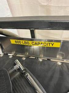 MSRP $2000 CONVAQUIP BARIATRIC 600LB CAPACITY COLLAPSIBLE WHEELCHAIR WITH FOOT RESTS, TELESCOPING IV POLE &amp OXYGEN TANK HOLDER IN BACK - GOOD WORKING CONDITION