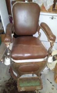 lot 590 image: Antique Theo-A-Kochs Barber Chair. Circa 1920s,