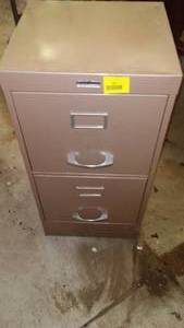 lot 591 image: 2 Drawer File Cabinet  Good. 30 x 14 x 15