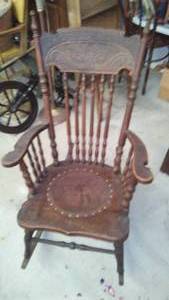 lot 603 image: Antique Wood Rocker  Exceptional