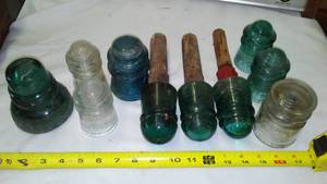lot 616 image: Glass Insulators (10) And Mounting Stakes (3)