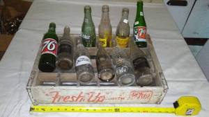 lot 659 image: Wood 7 - Up Crate  Bottles.