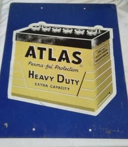 lot 683 image: Vintage Atlas Auto Battery Metal Sign