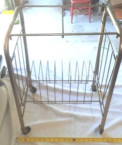 lot 696 image: Vintage Record Album Stand on Casters, Gold Tone