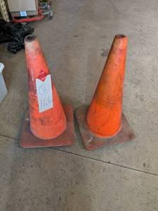lot 166 image: 2 28 orange traffic cones. Slight ...