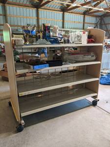 lot 205 image: 2 sided display cart on wheels 653660.25