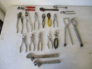 lot 13 image: Lot of Pliers, Crescent Wrenches, Spring Wrenches. Some Craftsman.