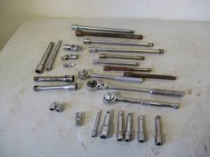 lot 42 image: Lot of various Tools Rachets, Extensions, 12, 38, 14 Socket Drive and Swivels