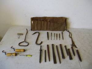 lot 50 image: Lot of Hay Hooks, Chisel Punches and Pouch