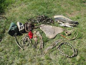 lot 70 image: Lot of Horse Bridles, Tack and Feed bags.