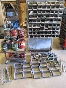 lot 77 image: Lot of Various Nuts, Bolts, Nails, and many Bins.