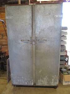 lot 78 image: Galvanized Steel Cabinet on Caster Wheels.
