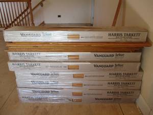 lot 130 image: 265 Square feet of Oak Flooring. Vanguard Real Wood Floors- Tap Tight Harris Tarkett.