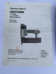 lot 57 image: Craftsman 18 Gauge Pneumatic Brad Nailer